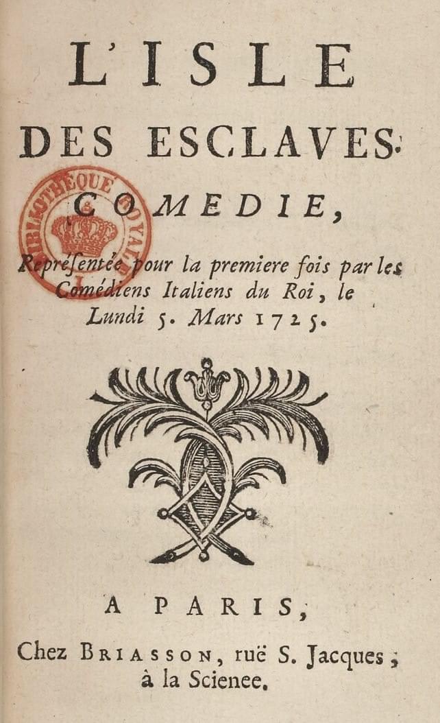 cover of the 1725 edition of Marivaux's “Slave island”.