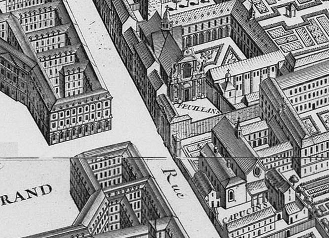 １７３４年で、カスティグリオーヌ通り側の、パリにあるヴァンドーム広場