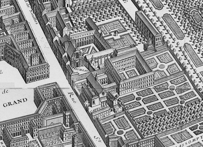 La Place Vendôme à Paris, côté rue Castiglione, en 1734
