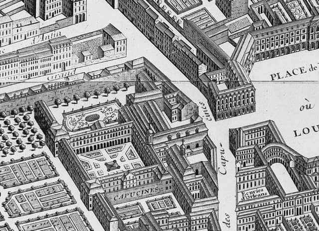 １７３４年で、ラ・ペ通り側の、パリにあるヴァンドーム広場