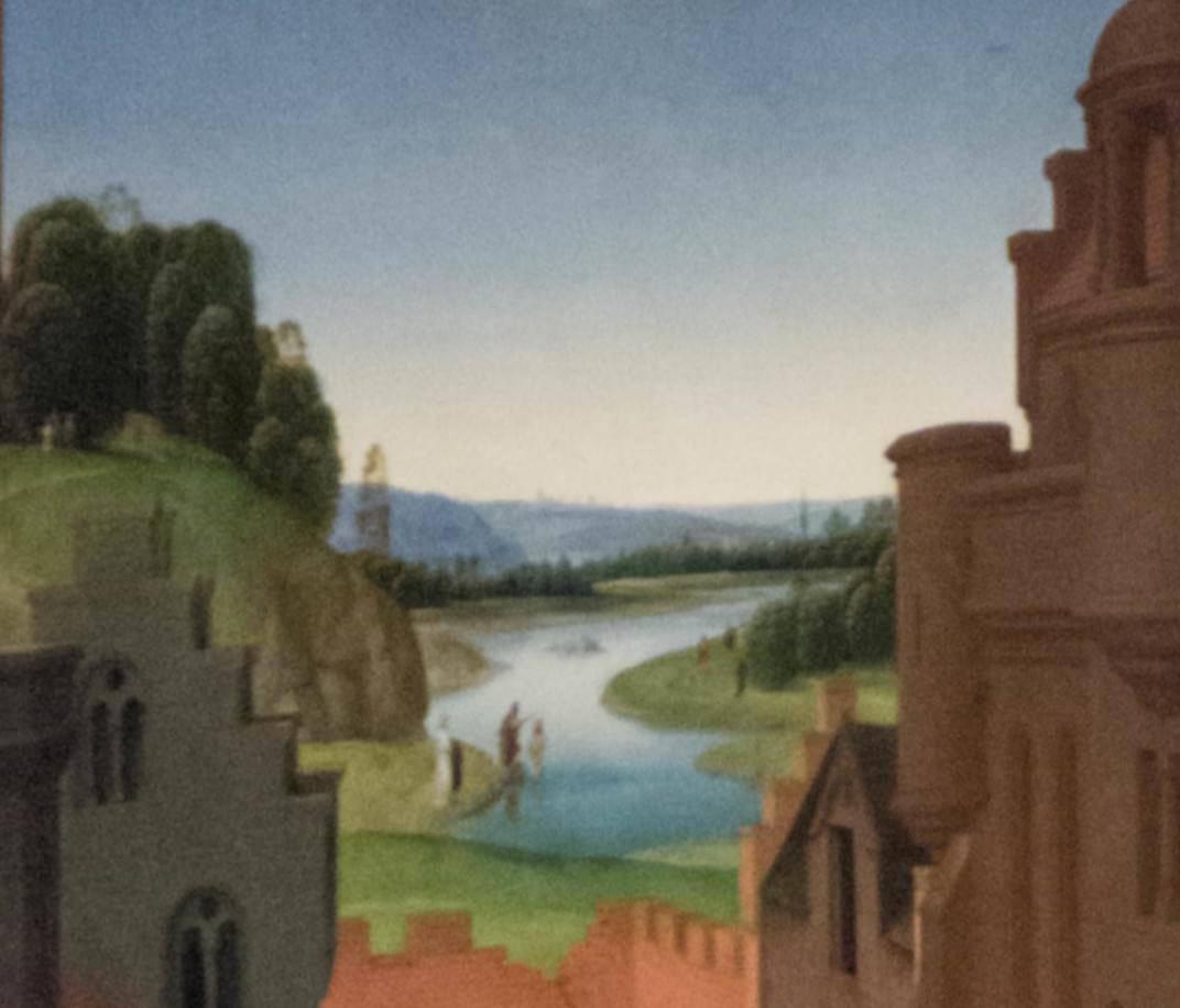 Hans MEMLING, “Triptyque de Jean-Baptiste et de Jean l'Évangéliste”, détail du volet intérieur gauche, “Jean le Baptiste baptisant Jésus sur les bords du Jourdain”, Musée Hans Memling, Hôpital Saint-Jean, Bruges (Brugge) Hans MEMLING, “Triptyque de Jean-Baptiste et de Jean l'Évangéliste”, détail du volet intérieur gauche, “Jean le Baptiste baptisant Jésus sur les bords du Jourdain”, Musée Hans Memling, Hôpital Saint-Jean, Bruges (Brugge)