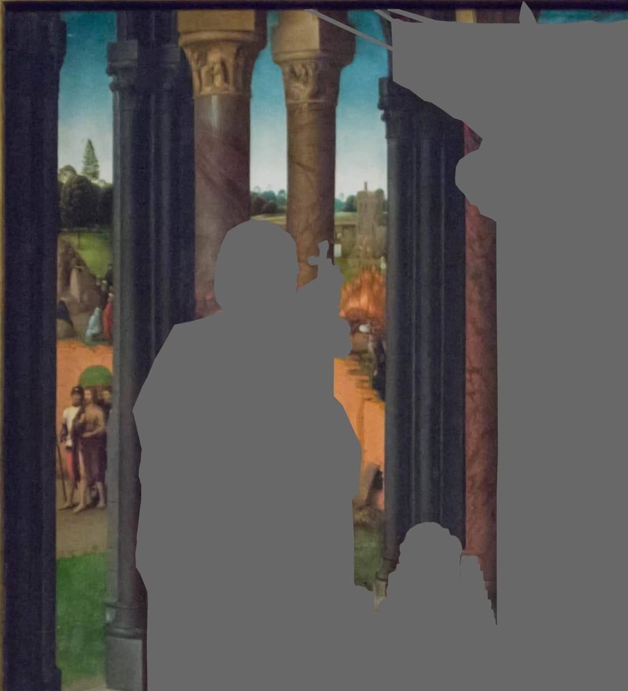 Hans MEMLING, “Triptyque de Jean-Baptiste et de Jean l'Évangéliste”, détails du panneau central, “ouverture sur le lointain de la moitié gauche”: scènes de la légende de Jean le Baptiste, Musée Hans Memling, Hôpital Saint-Jean, Bruges (Brugge) Hans MEMLING, “Triptyque de Jean-Baptiste et de Jean l'Évangéliste”, détails du panneau central, “ouverture sur le lointain de la moitié gauche”: scènes de la légende de Jean le Baptiste, Musée Hans Memling, Hôpital Saint-Jean, Bruges (Brugge)