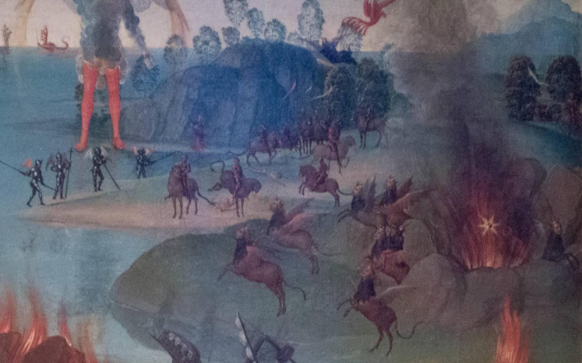 Hans MEMLING, “Triptyque de Jean-Baptiste et de Jean l'Évangéliste”, détail du volet intérieur droit, “la sortie vers la terre des sauterelles”, Musée Hans Memling, Hôpital Saint-Jean, Bruges (Brugge) Hans MEMLING, “Triptyque de Jean-Baptiste et de Jean l'Évangéliste”, détail du volet intérieur droit, “la sortie vers la terre des sauterelles”, Musée Hans Memling, Hôpital Saint-Jean, Bruges (Brugge)
