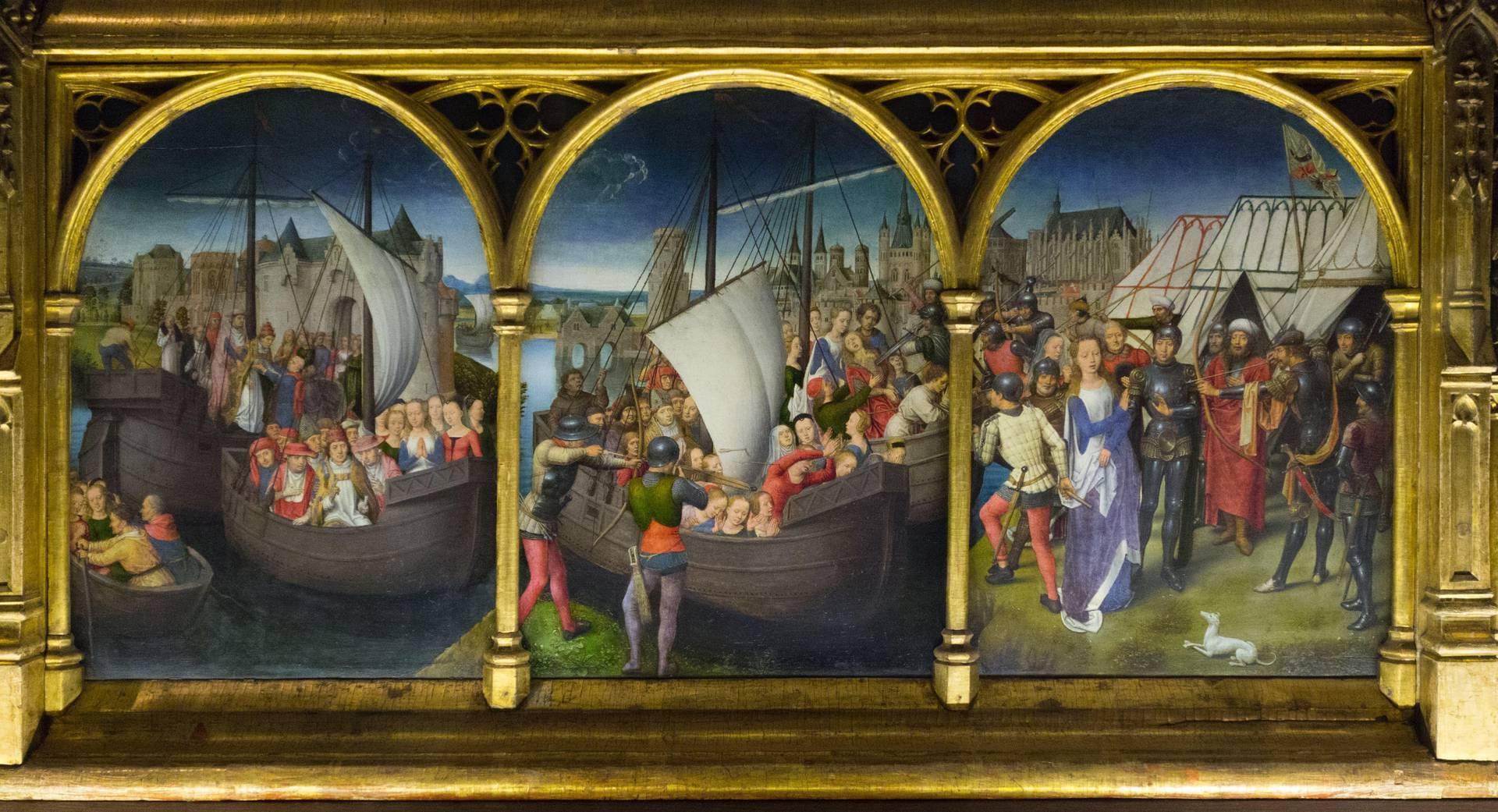 “Retour de Bâle”, “Martyre de Onze Mille Vierges”, “Martyre de Sainte Ursule”, Châsse de Sainte Ursule, Musée Hans Memling, Hôpital Saint-Jean, Bruges (Brugge) “Retour de Bâle”, “Martyre de Onze Mille Vierges”, “Martyre de Sainte Ursule”, Châsse de Sainte Ursule, Musée Hans Memling, Hôpital Saint-Jean, Bruges (Brugge)